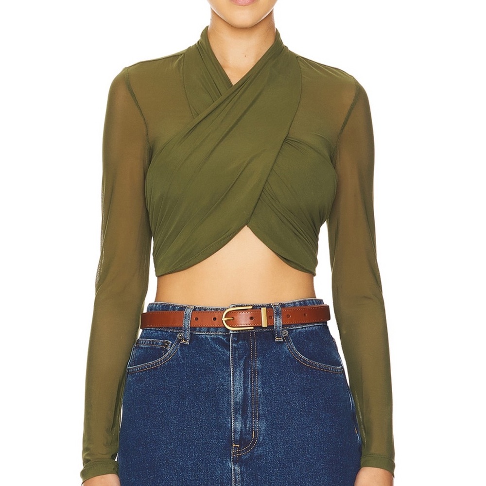Bardot Aliyah Long Sleeve Wrap Top Large